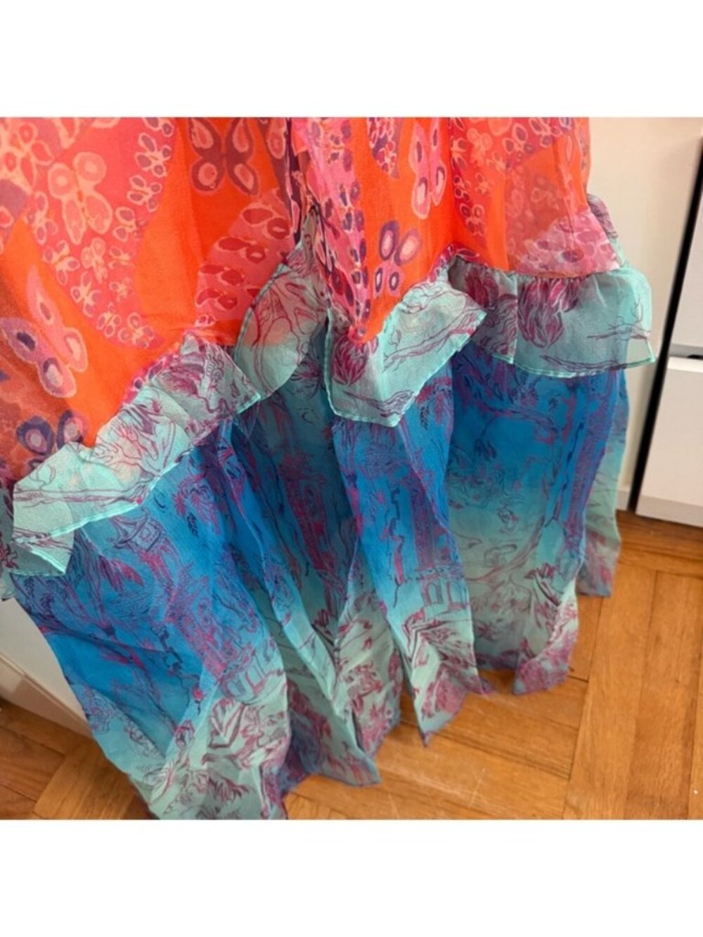 RARE NWOT STAUD Cocoon Tiered Paisley-print Organza Halter Maxi Dress sz XS - Picture 9 of 15